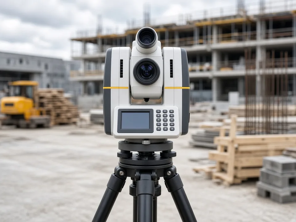 Totalstation från Leica, sedd framifrån.